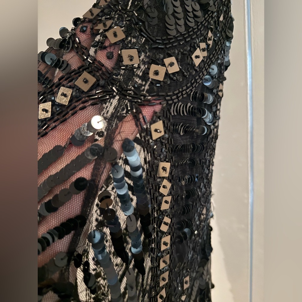 Revolve Parker Jaden Beaded Sequin Open Back Little Black Cocktail Dress - Picture 16 of 17